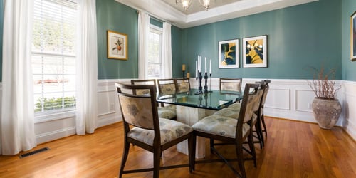 a formal dining room in a home
