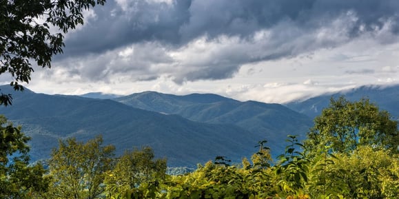 a peaceful view of the Blue Ridge Mountains in NC